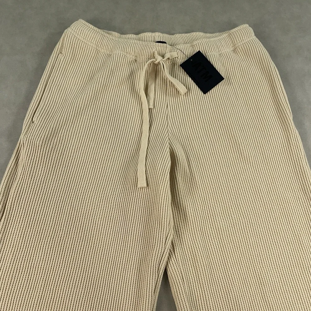 ATM Anthony Thomas Melillo Waffle Knit Wide Leg Sweatpants‎ Shitake Medium NWT